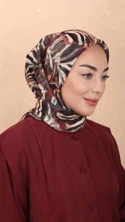 Locella Soft Pamuk Eşarp Bordo Gri