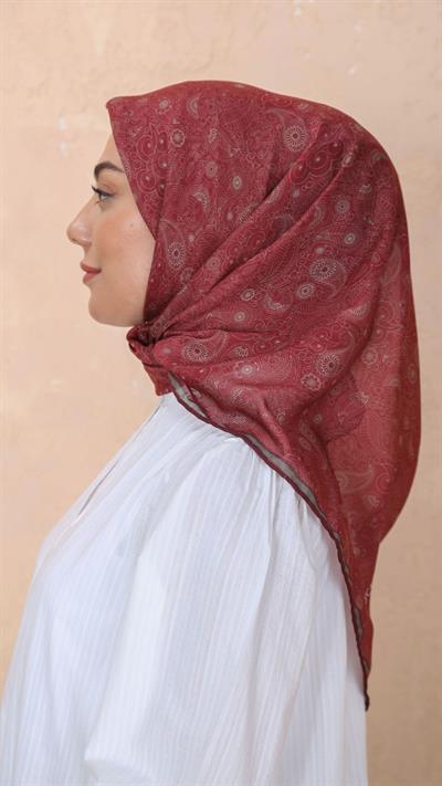 Locella Soft Pamuk Eşarp Bordo-20