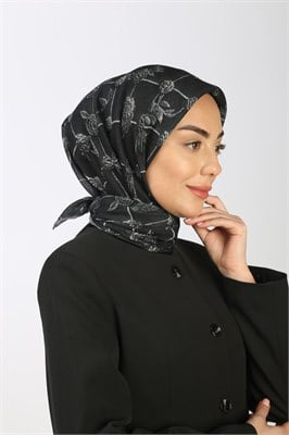 Locella Soft Pamuk Eşarp Siyah Gri