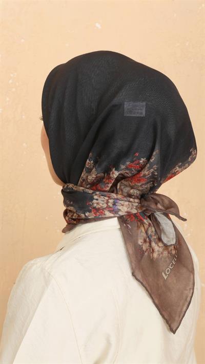 Locella Soft Pamuk Eşarp Siyah Vizon