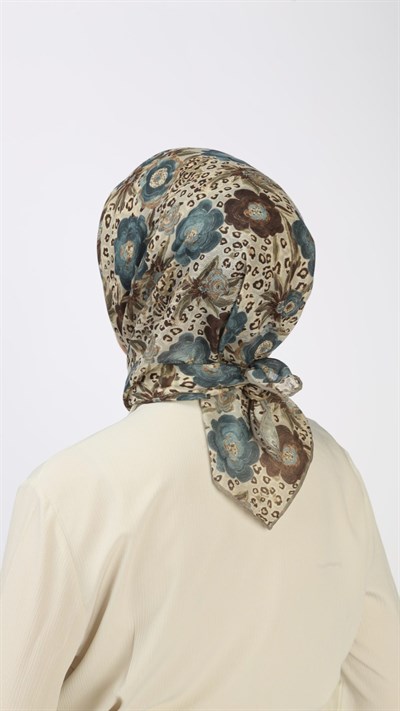 Locella Soft Pamuk Eşarp Krem Mavi