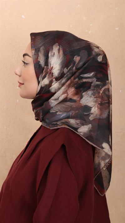 Locella Soft Pamuk Eşarp Kırmızı Kahve