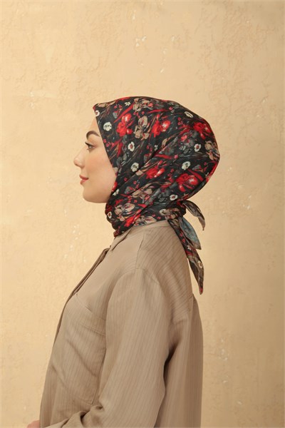 Locella Soft Pamuk Eşarp Siyah Kırmızı