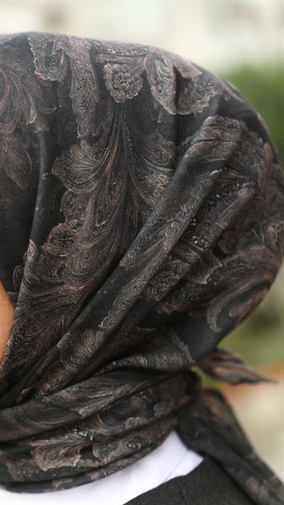 Locella Soft Pamuk Eşarp Siyah Vizon-19