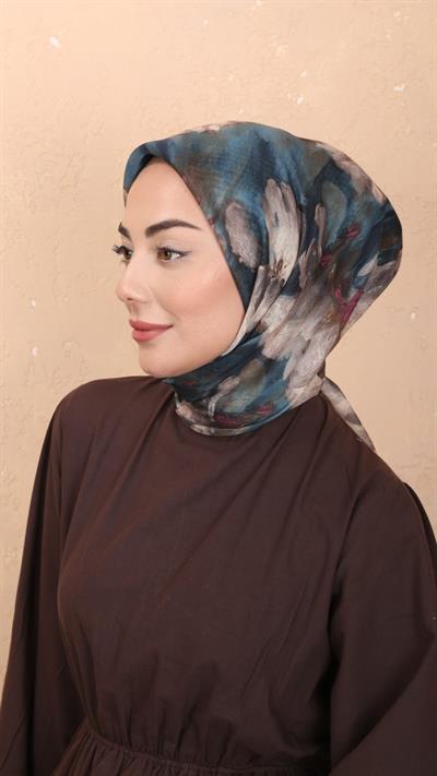 Locella Soft Pamuk Eşarp Petrol Mavi