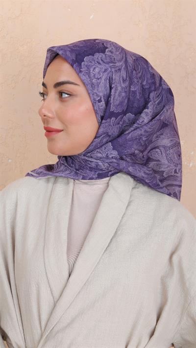 Locella Soft Pamuk Eşarp Mor-5