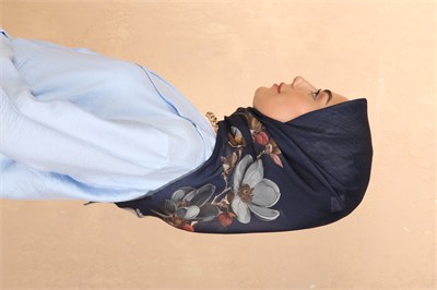 Locella Soft Pamuk Eşarp-Lacivert Gri