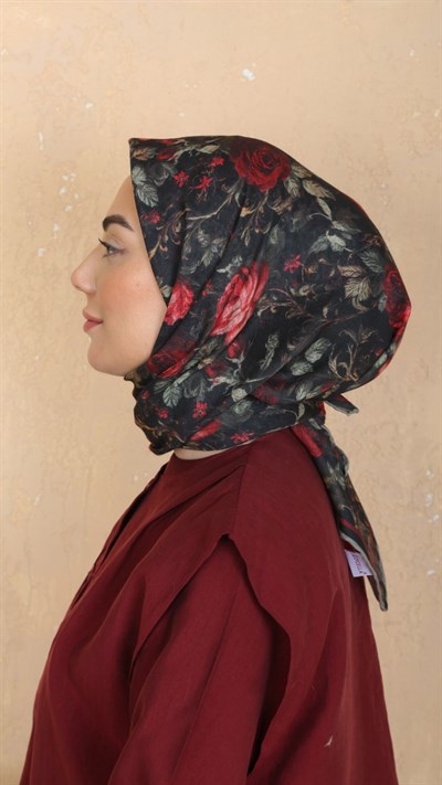 Locella Soft Pamuk Eşarp Kırmızı Siyah