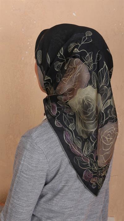 Locella Soft Pamuk Eşarp Siyah Yeşil