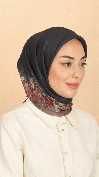 Locella Soft Pamuk Eşarp Siyah Vizon