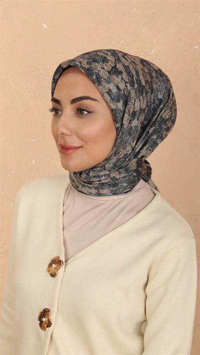 Locella Soft Pamuk Eşarp Antrasit Gold-9