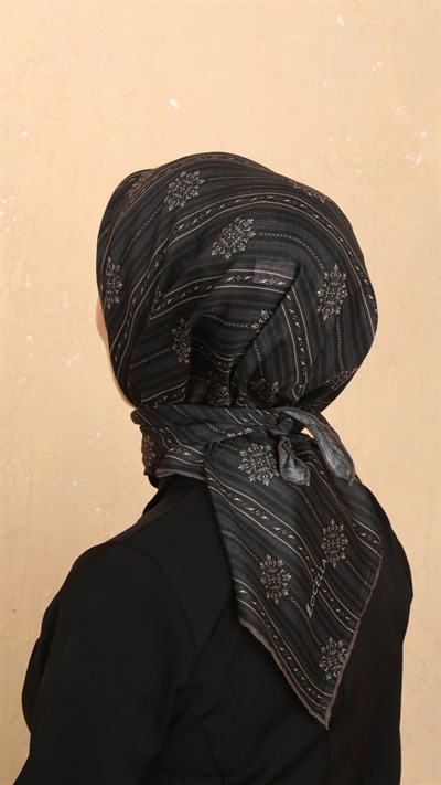 Locella Soft Pamuk Eşarp Siyah Vizon