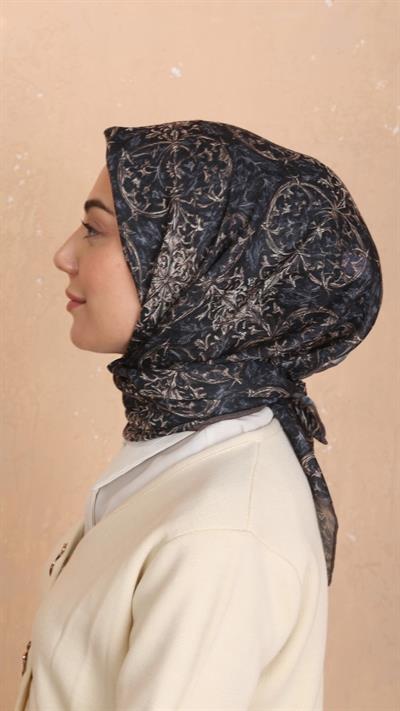 Locella Soft Pamuk Eşarp Siyah Vizon