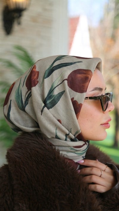 Locella Soft Pamuk Eşarp Koyu Krem