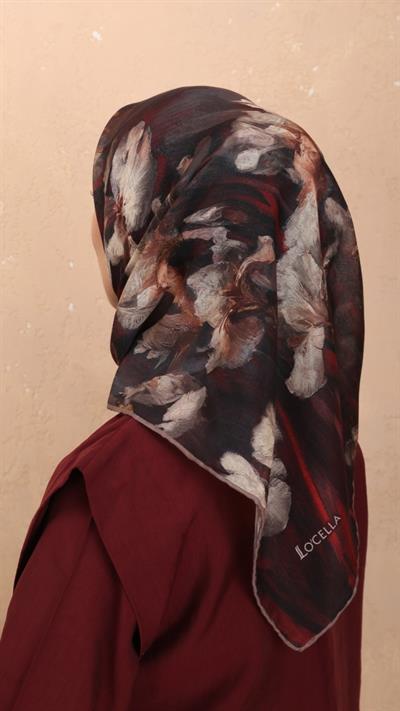 Locella Soft Pamuk Eşarp Kırmızı Kahve