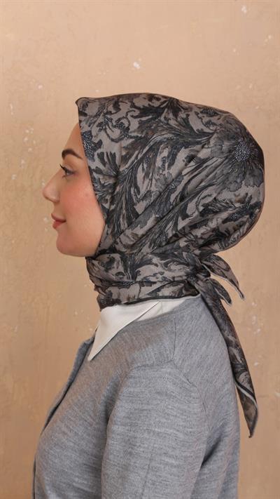 Locella Soft Pamuk Eşarp Siyah Vizon