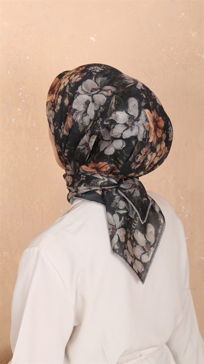 Locella Soft Pamuk Eşarp Siyah Turuncu