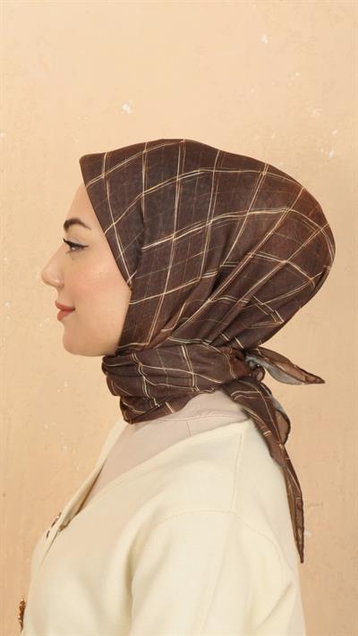 Locella Soft Pamuk Eşarp Kahve-5