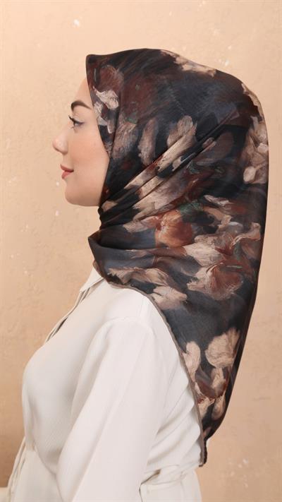 Locella Soft Pamuk Eşarp Siyah Vizon