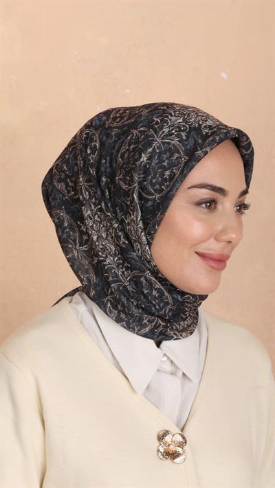 Locella Soft Pamuk Eşarp Siyah Vizon