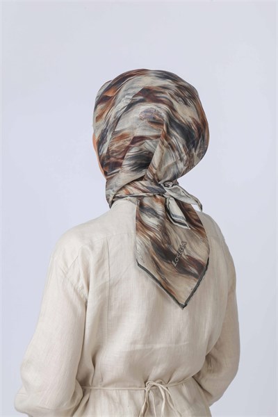 Locella Soft Pamuk Eşarp Krem-Taba-Siyah