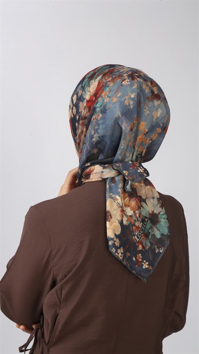 Locella Soft Pamuk Eşarp Mavi