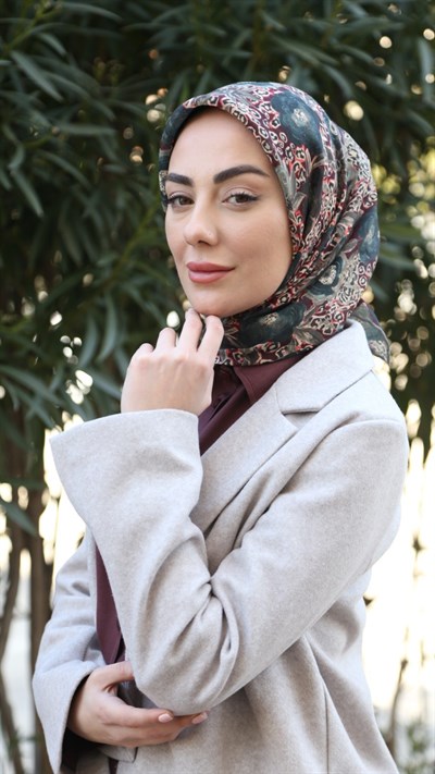 Locella Soft Pamuk Eşarp Zümrüt Bordo