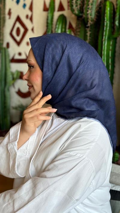 Locella Soft Pamuk Eşarp Lacivert-4