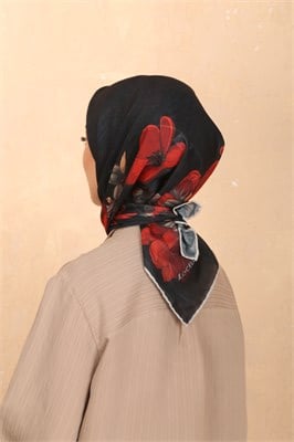 Locella Soft Pamuk Eşarp-Siyah Kırmızı