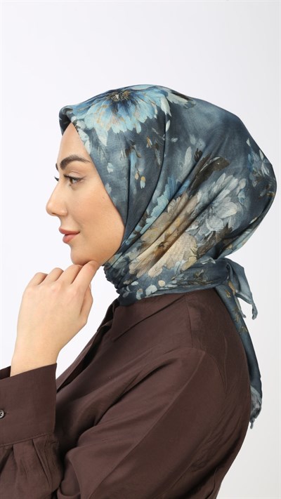 Locella Soft Pamuk Eşarp Petrol Mavi