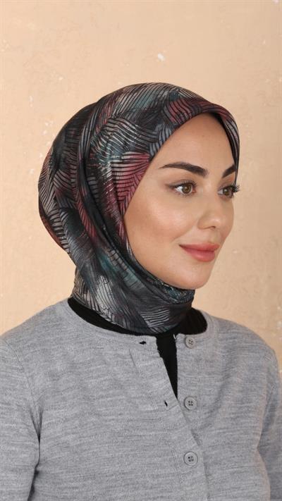 Locella Soft Pamuk Eşarp Siyah Kırmızı-10