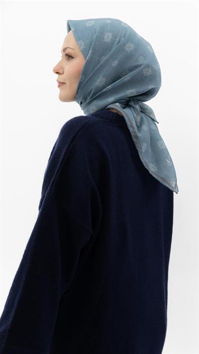 Locella Soft Pamuk Eşarp Mavi-5