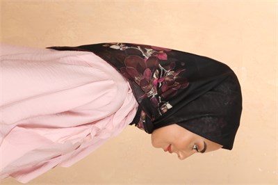 Locella Soft Pamuk Eşarp-Siyah Mürdüm