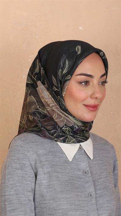 Locella Soft Pamuk Eşarp Siyah Yeşil