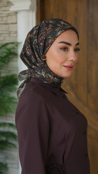 Locella Soft Pamuk Eşarp Zümrüt Kahve