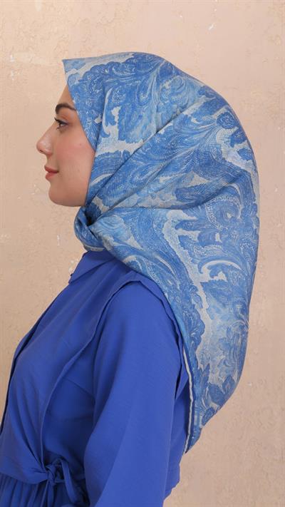 Locella Soft Pamuk Eşarp Mavi-13