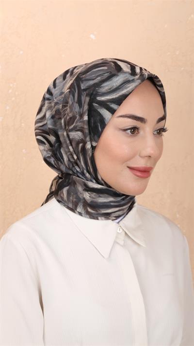 Locella Soft Pamuk Eşarp Siyah Gri