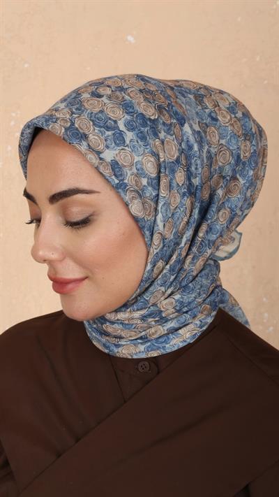 Locella Soft Pamuk Eşarp Mavi-8