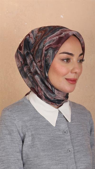 Locella Soft Pamuk Eşarp Antrasit Bordo