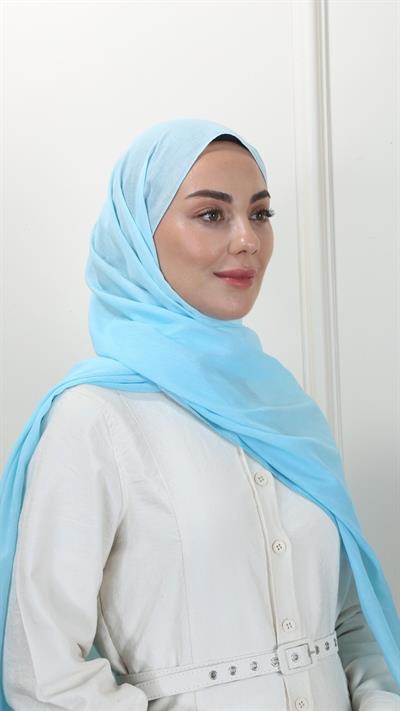 Pamuk Vual Şal Cam Göbeği Mavi