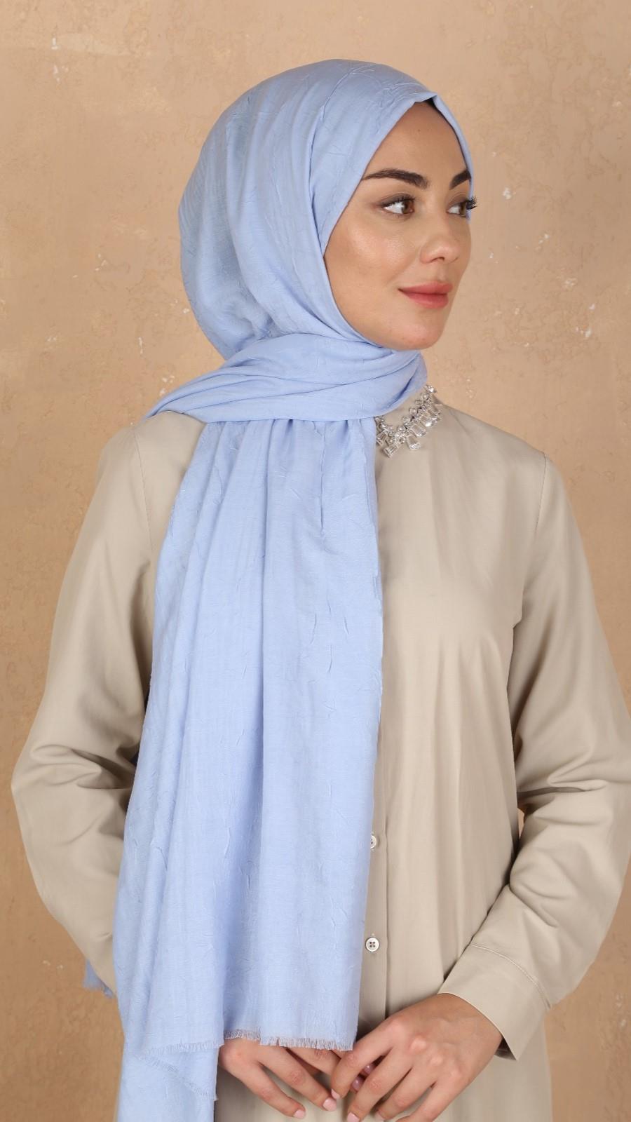 Bambu Kraş Şal Açık Mavi-19