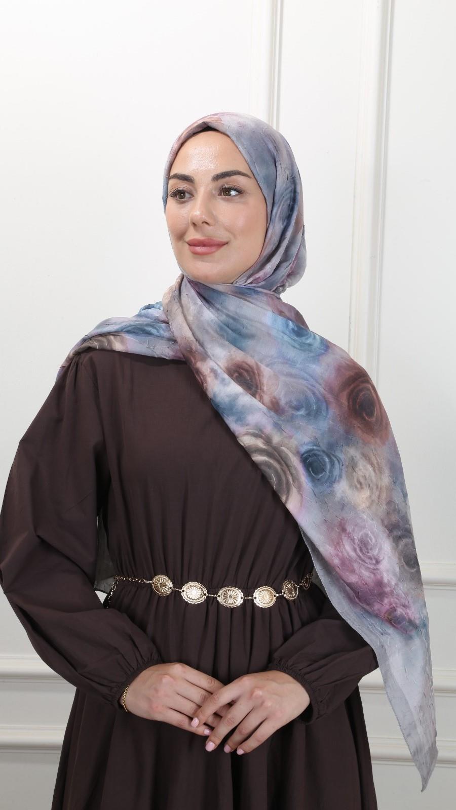 Desenli Kraş Şal Füme-9