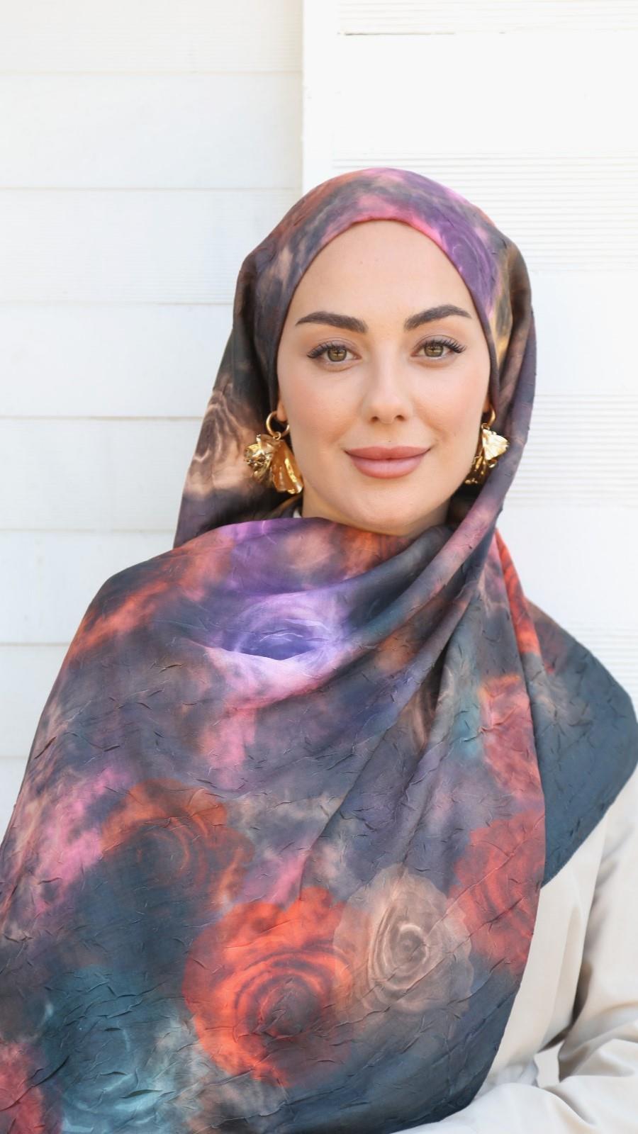 Desenli Kraş Şal Siyah-4