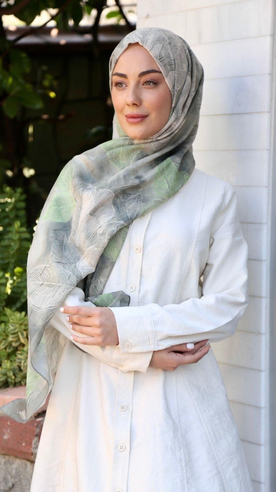 Desenli Kraş Şal Yeşil-10