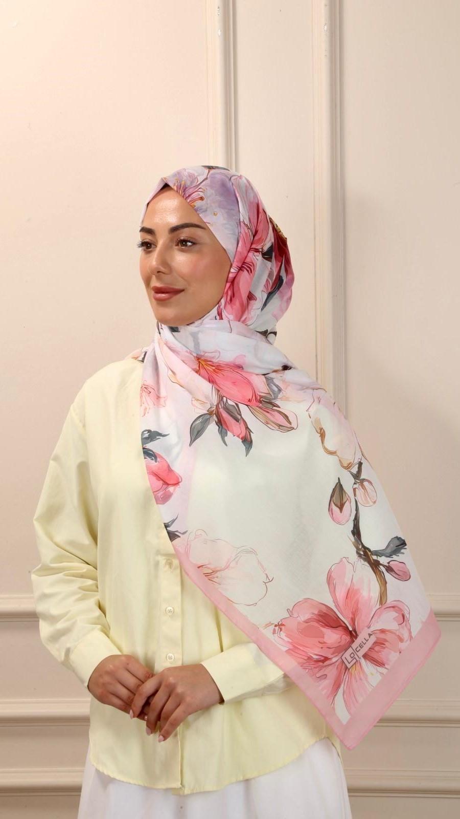 Desenli Pamuk Vual Şal Bloom Desen-5