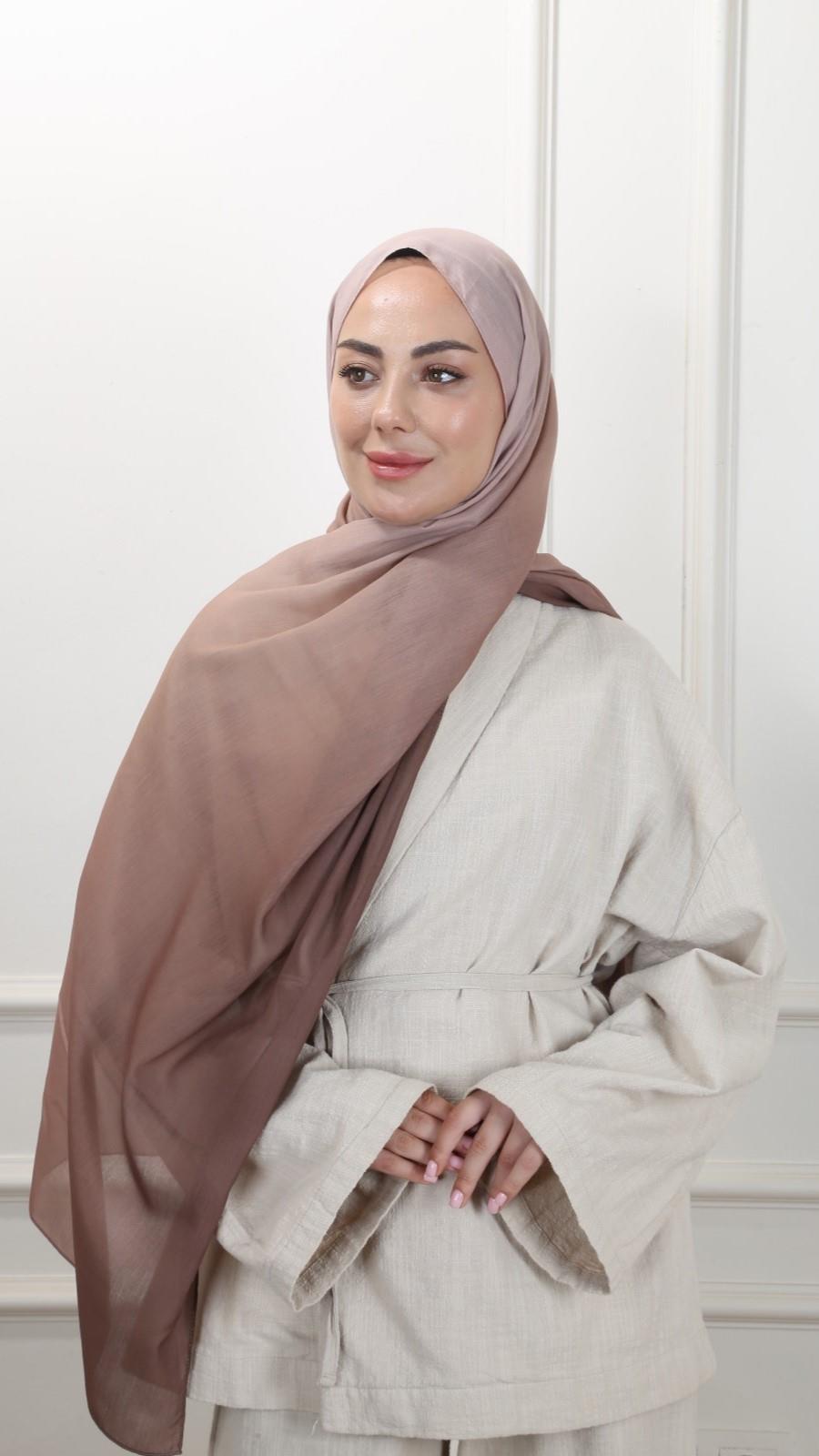 Desenli Pamuk Vual Şal Cappucino-9