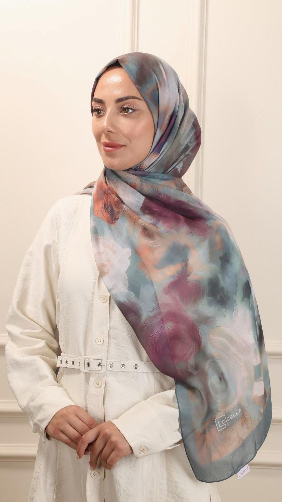 Desenli Pamuk Vual Şal Mint Yeşili-7