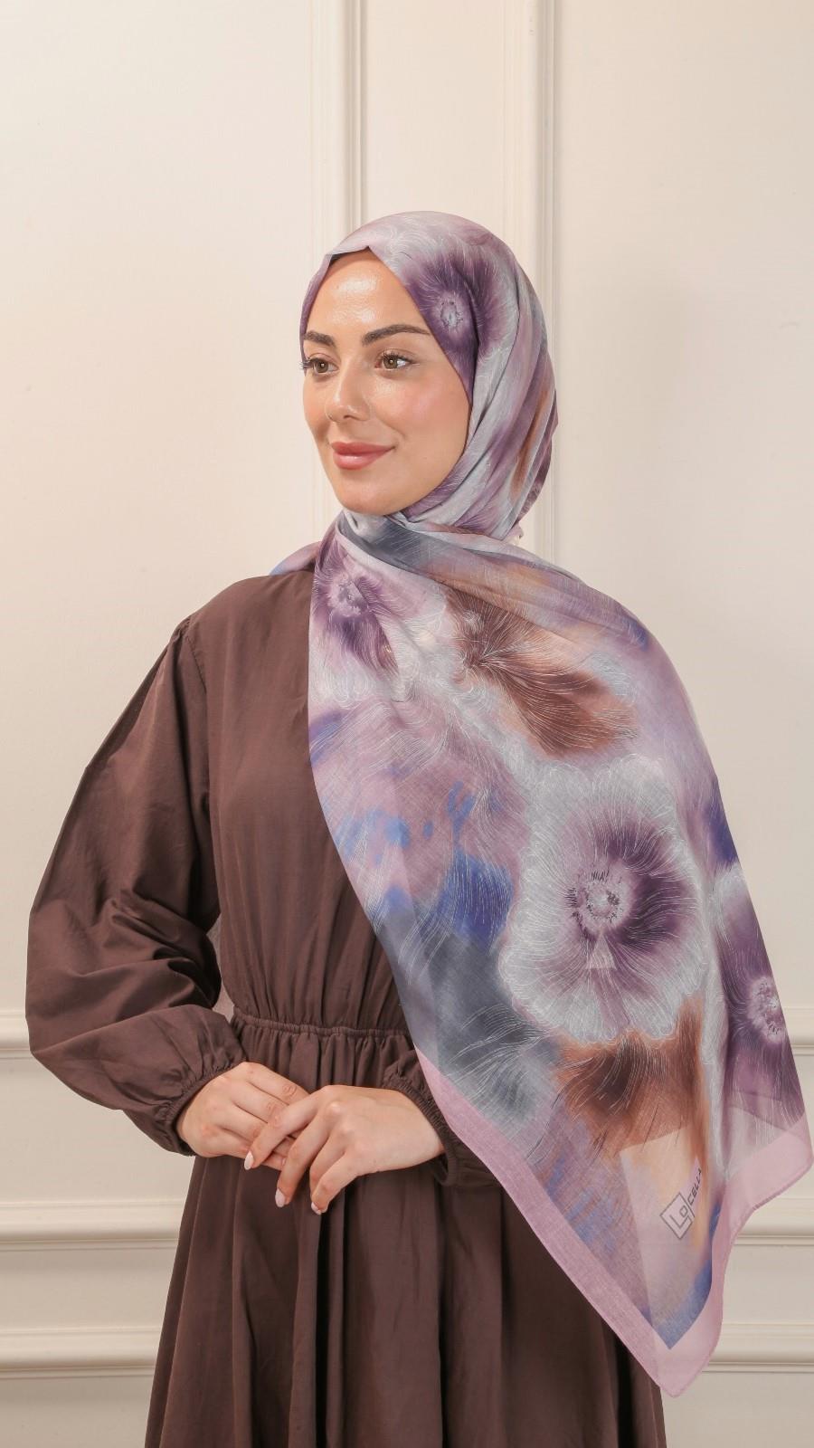 Desenli Pamuk Vual Şal Pembe-7