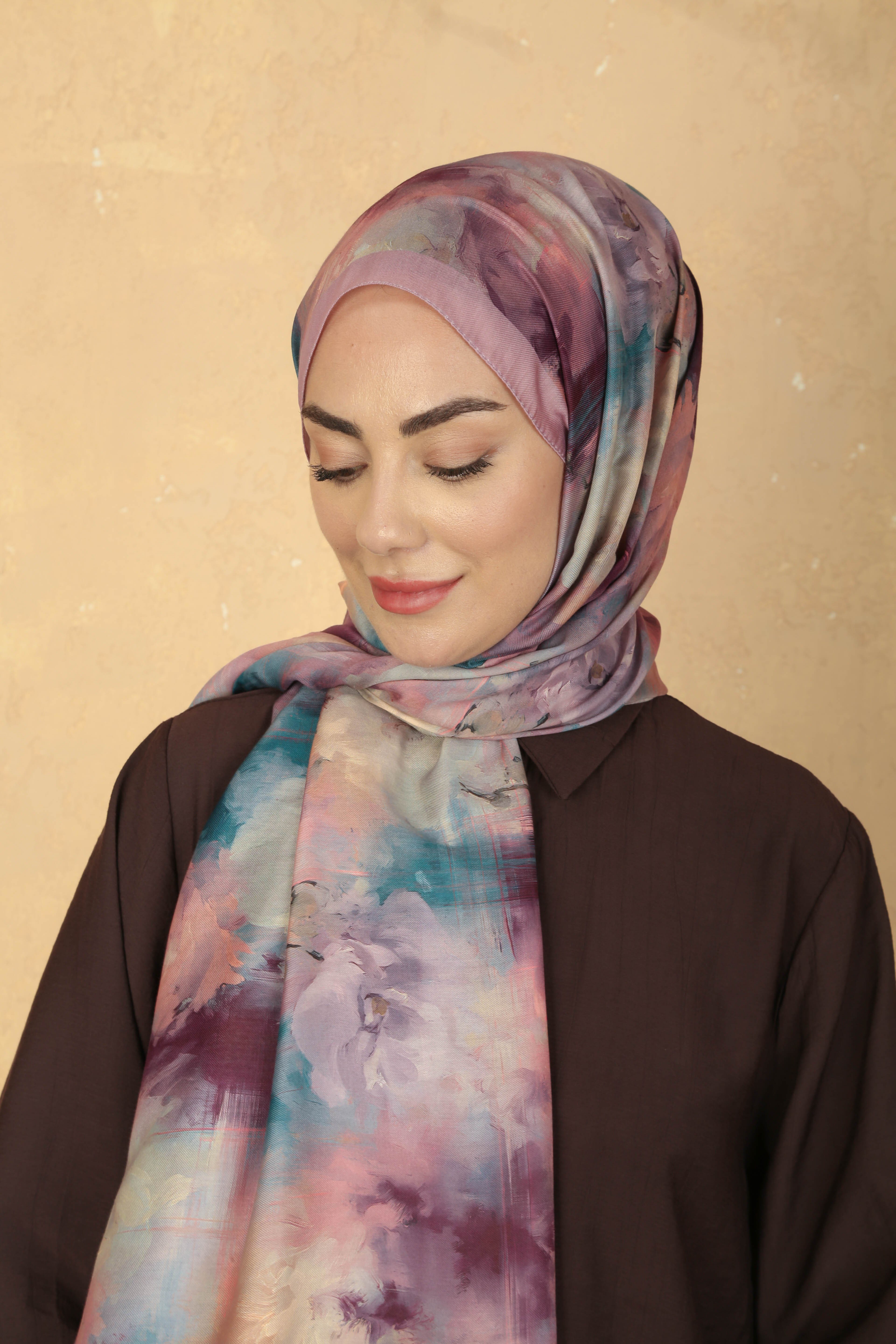 Desenli Pamuk Vual Şal Pembe Serisi-8