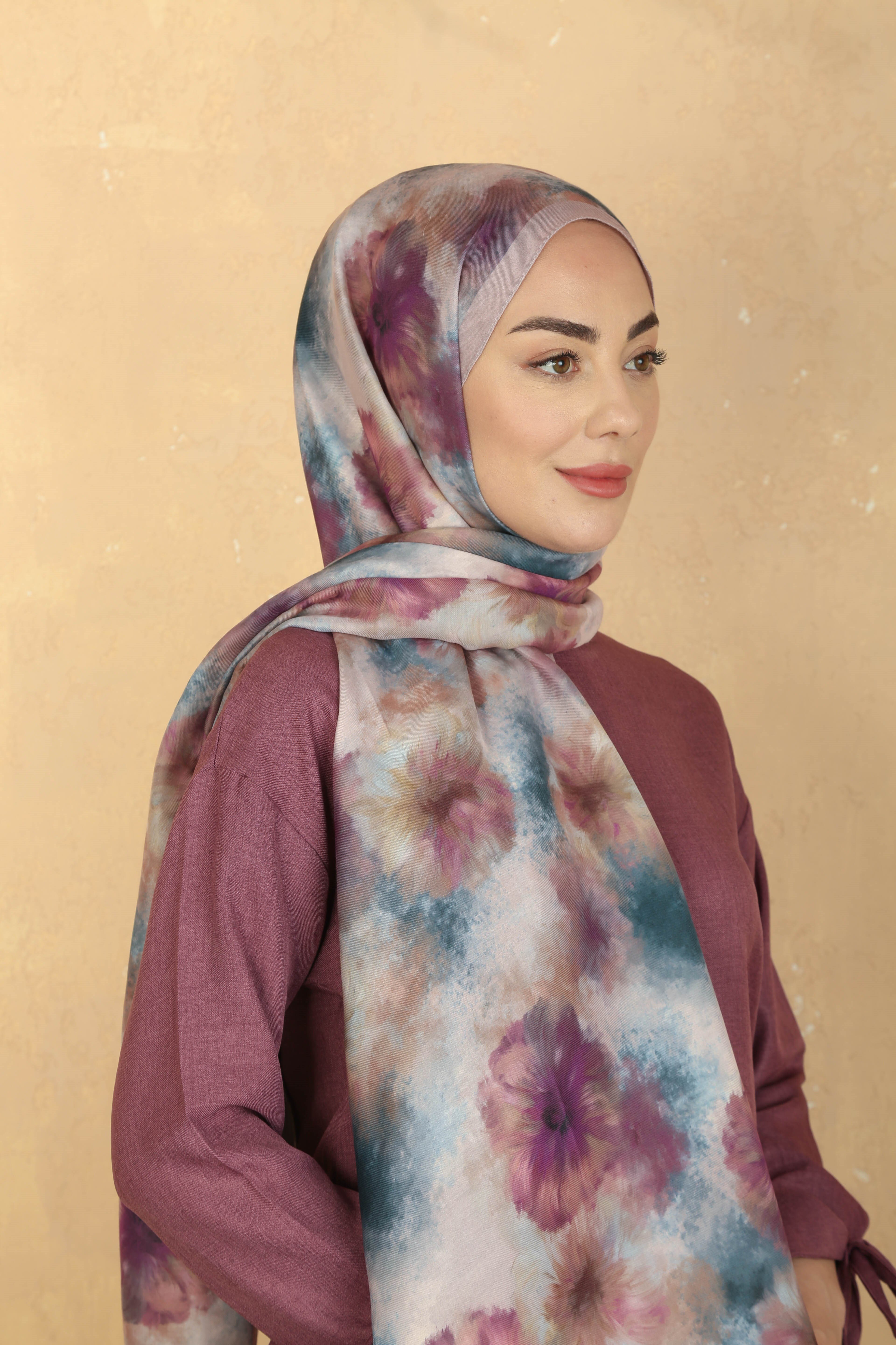 Desenli Pamuk Vual Şal Pembe Serisi-2